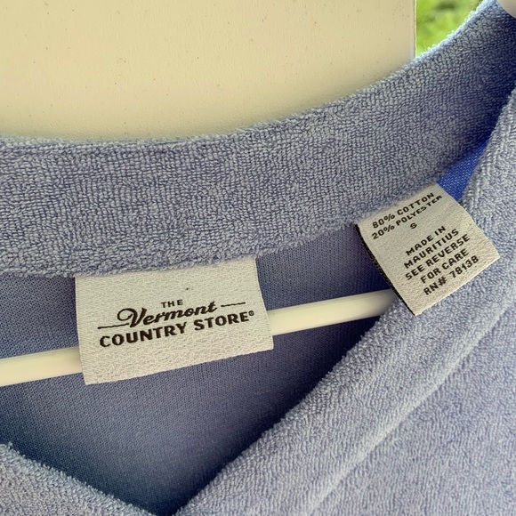 Vermont Country Store Terry Snap-Front Duster Size Small Periwinkle - NWOT Robe - Picture 2 of 11